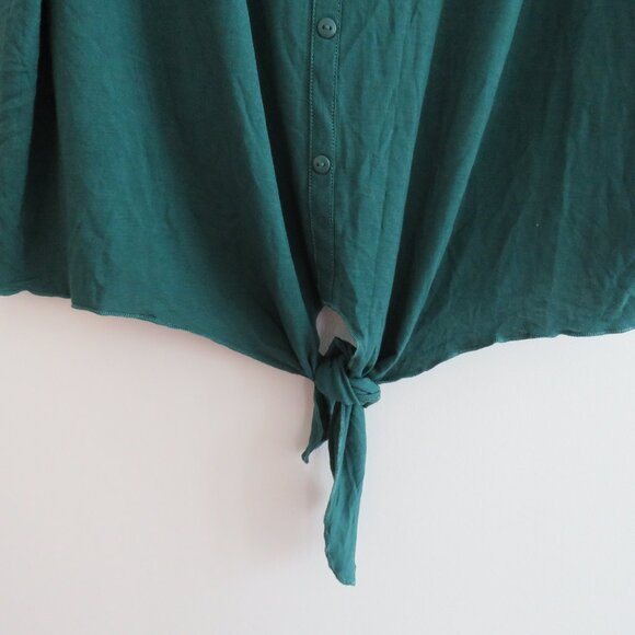 MODCLOTH Kelly Green Tie Front Button Blouse Top Stretch Travel - Size 4X NWOT - Picture 5 of 16